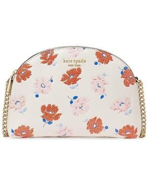 Kate Spade Morgan Dotty Floral Leather Crossbody Bag - Red