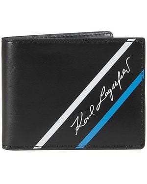 Karl Lagerfeld Logo Leather Bifold Wallet - Black