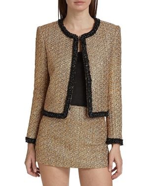 Alice + Olivia Landon Metallic Tweed Box Jacket - Brown