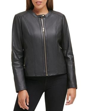 Cole Haan Leather Moto Jacket - Black