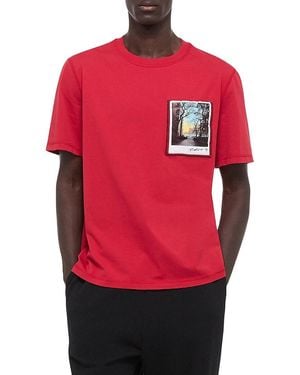 Helmut Lang Postcard Cotton Crewneck T-Shirt - Red