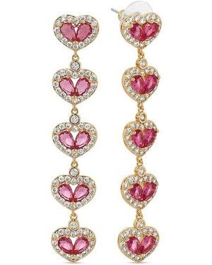 Eye Candy LA The Luxe Asta Goldtone Cubic Zirconia Heart Dangle Earrings - White