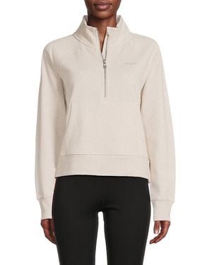 DKNY Mini Stud Logo Cotton-blend Half-zip Sweatshirt - White