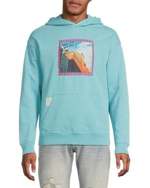 Scotch & Soda Joe Jonas X Scotch Soda Graphic Cotton Hoodie - Blue