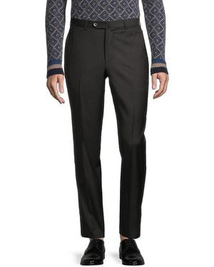 Isaia Sanita Wool Dress Pants - Black