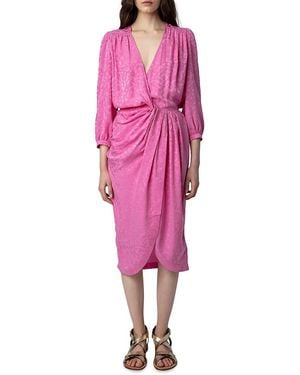 Zadig & Voltaire Renew Jac Leo Twist-Front Silk Midi-Dress - Pink