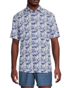 American Heritage Palm-Print Performance Shirt - Blue