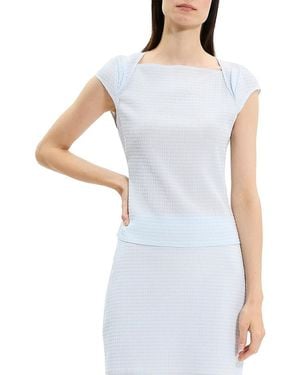 Theory Crinkled Cap-Sleeve Top - Blue