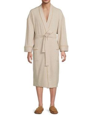 Saks Fifth Avenue Waffle Knit Robe - Natural