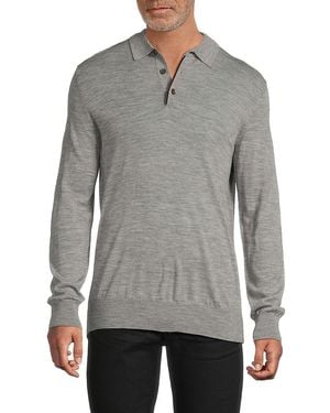 Bruno Magli Merino Wool Polo Sweater - Gray