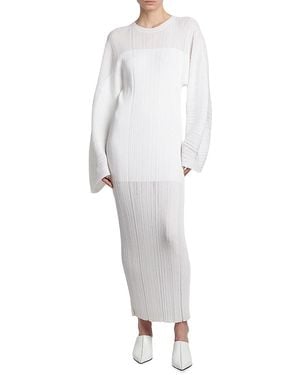 Stella McCartney Plissé Long-Sleeve Maxi Dress - White