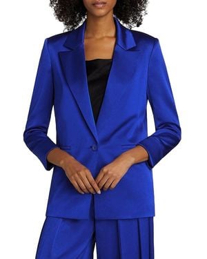 Alice + Olivia Denny Satin Single-Breasted Blazer - Blue