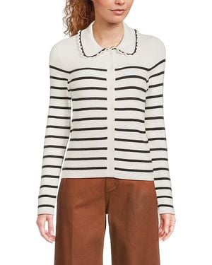 Design History Striped Ribbed Cardigan - White