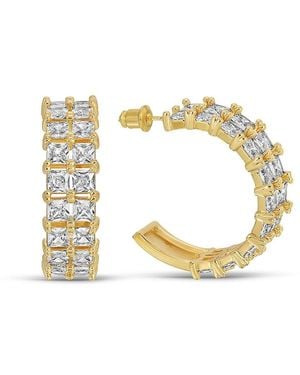 Eye Candy LA Golden Isla Goldtone & Cubic Zirconia Half Hoop Earrings - Metallic