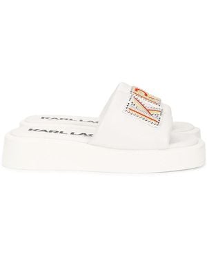 Karl Lagerfeld Olen Logo Embellished Platform Sandals - White