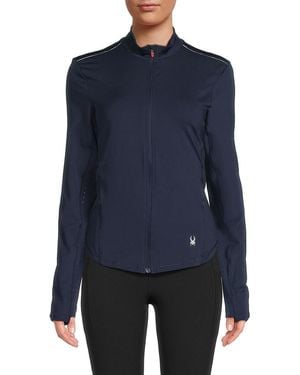 Spyder Full-Zip Mock Turtleneck Stretch Performance Jacket - Blue