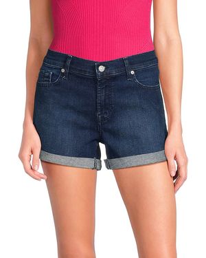 7 For All Mankind Rolled Hem Denim Shorts - Blue