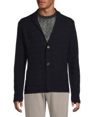 Missoni Tonal Zigzag Wool Cardigan - Blue
