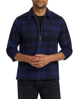 Noah Heavyweight Full-Zip Flannel Jacket - Blue