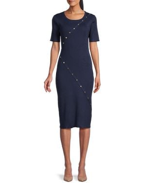Karl Lagerfeld Knit Button-Detail Midi-Dress - Blue