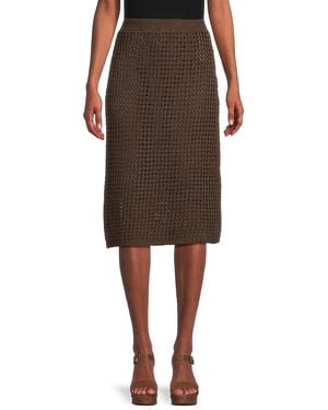 Theory Textured Midi Skirt - Brown