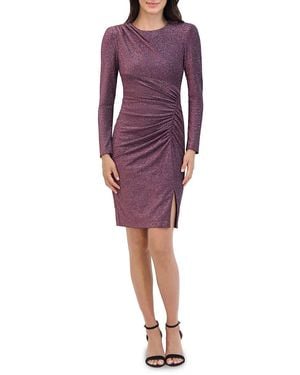Eliza J Ruched Glitter Sheath Minidress - Purple