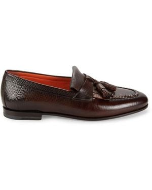 Santoni Tassel Leather Loafers - Brown