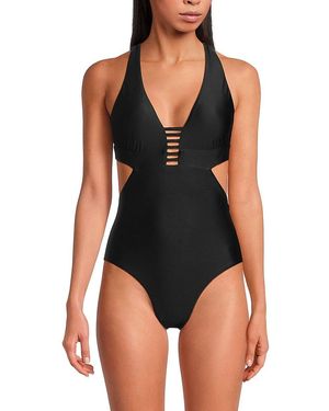 Red Carter Tie Back One-piece Swimsuit - Black