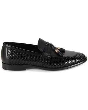 Robert Graham Hiatus Apron Toe Leather Tassel Loafers - Black