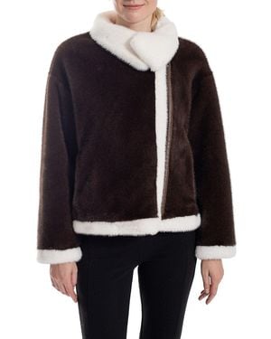 Belle Fare Two-Tone Faux Mink Jacket - Black