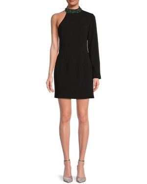 Zac Posen One-Shoulder Crystal-Embellished Minidress - Black