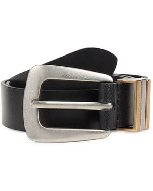 AllSaints 32Mm Mixed-Metal Leather Belt - Black