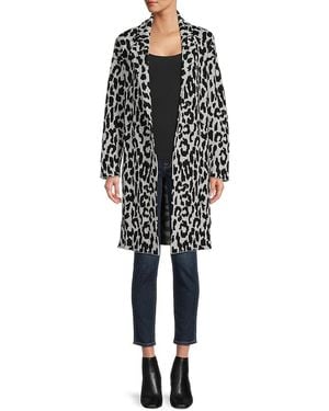 Saks Fifth Avenue Leopard Print Open Front Cardigan - Black