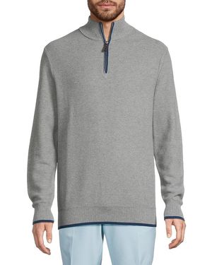 Tailorbyrd Waffle Knit Zip Up Jumper - Blue