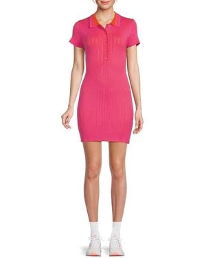Beach Riot Presley Ribbed Polo Bodycon Minidress - Pink