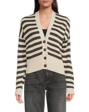 Brunello Cucinelli Striped Cotton Cardigan - Gray