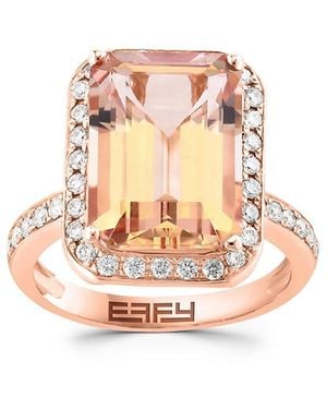 Effy 14k Rose Gold & 7.10 Tcw Morganite & 0.60 Tcw Diamond Ring - Pink