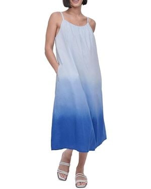 DKNY Sleeveless Dip-Dye Cotton Midi-Dress - Blue