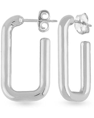 Saks Fifth Avenue Sterling Rectangle J Hoop Earrings - White