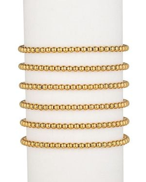 Eye Candy LA Golden Elisa 6-piece Goldtone Beaded Bracelet Set - Natural