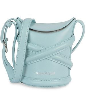 McQueen The Curve Mini Bucket Bag - Blue