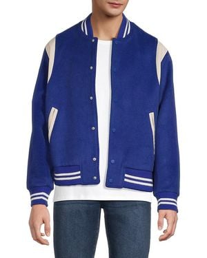 Hudson Jeans Two-Tone Wool-Blend Varsity Jacket - Blue
