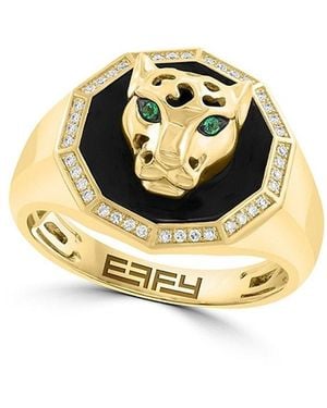 Effy 14K, Emerald, Agate & Diamond Ring - Metallic