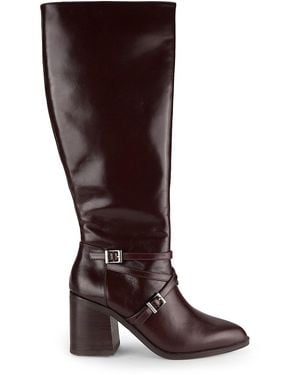 Charles David Jacoby 83mm Block Heel Leather Knee Boots - Brown