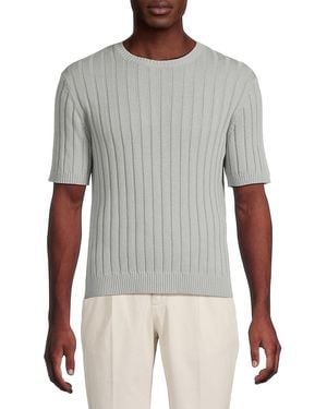 Saks Fifth Avenue Ribbed Cotton Short-Sleeve Sweater - Gray
