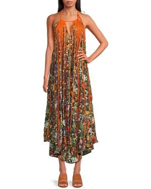 Stella McCartney Printed Silk Halter Midi-dress - Brown