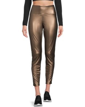Andrew Marc Metallic Cropped Trousers - Natural