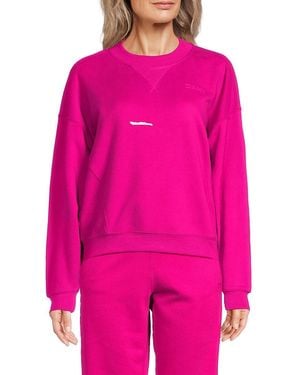 DKNY Drop Shoulder Cotton-Blend Sweatshirt - Pink