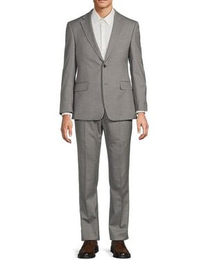 Saks Fifth Avenue Wool-Blend Prince Of Wales Plaid Suit - Grey