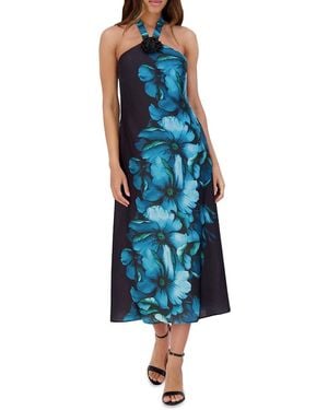 Siena Jewelry Floral A-Line Midi-Dress - Blue